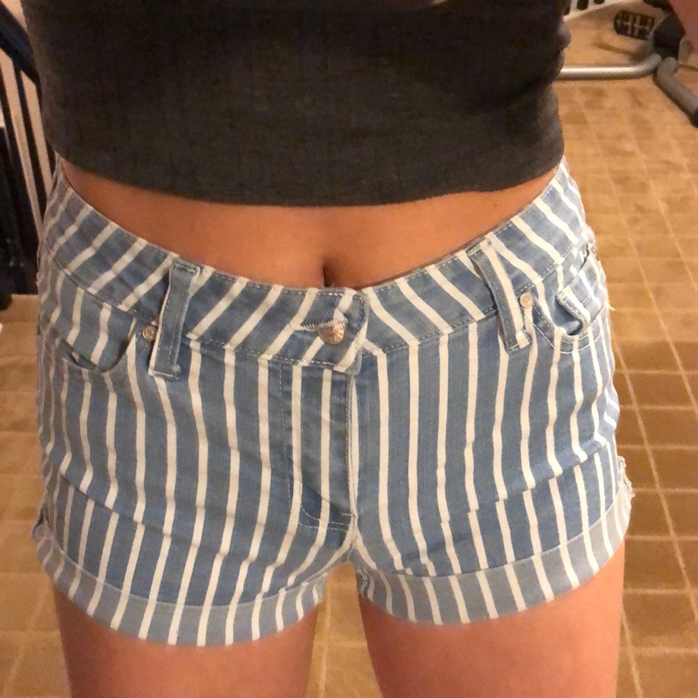 Striped Jean Shorts